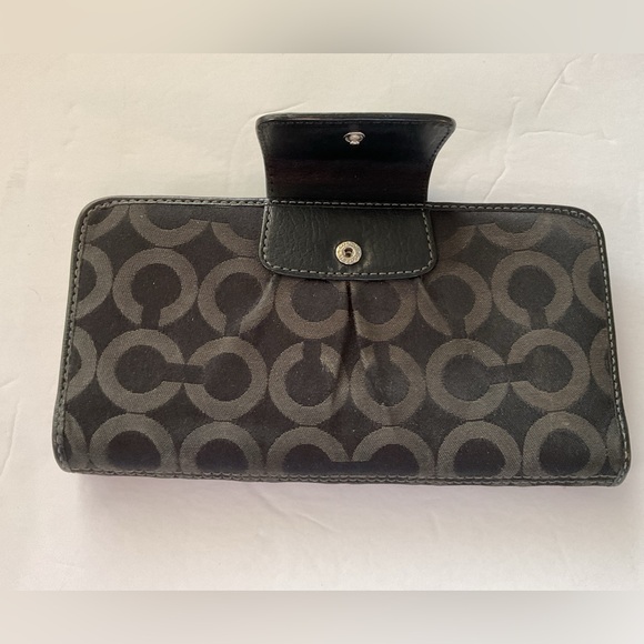 Vintage Coach Madison Op Art Wallet Black/Pink Slim Horse & Carriage - Picture 7 of 8